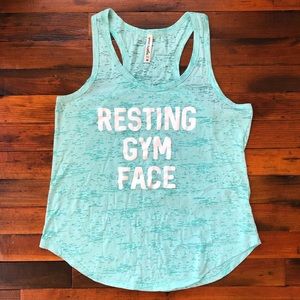 “Resting Gym Face” Racerback Tank Top, Size Medium